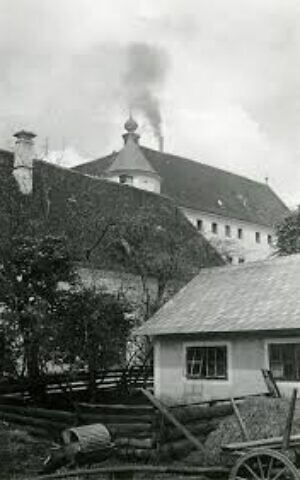 Hartheim Castle with crematoria smoke, 1940-41, Austria (Karl Schuhmann/Wolfgang Schuhmann)